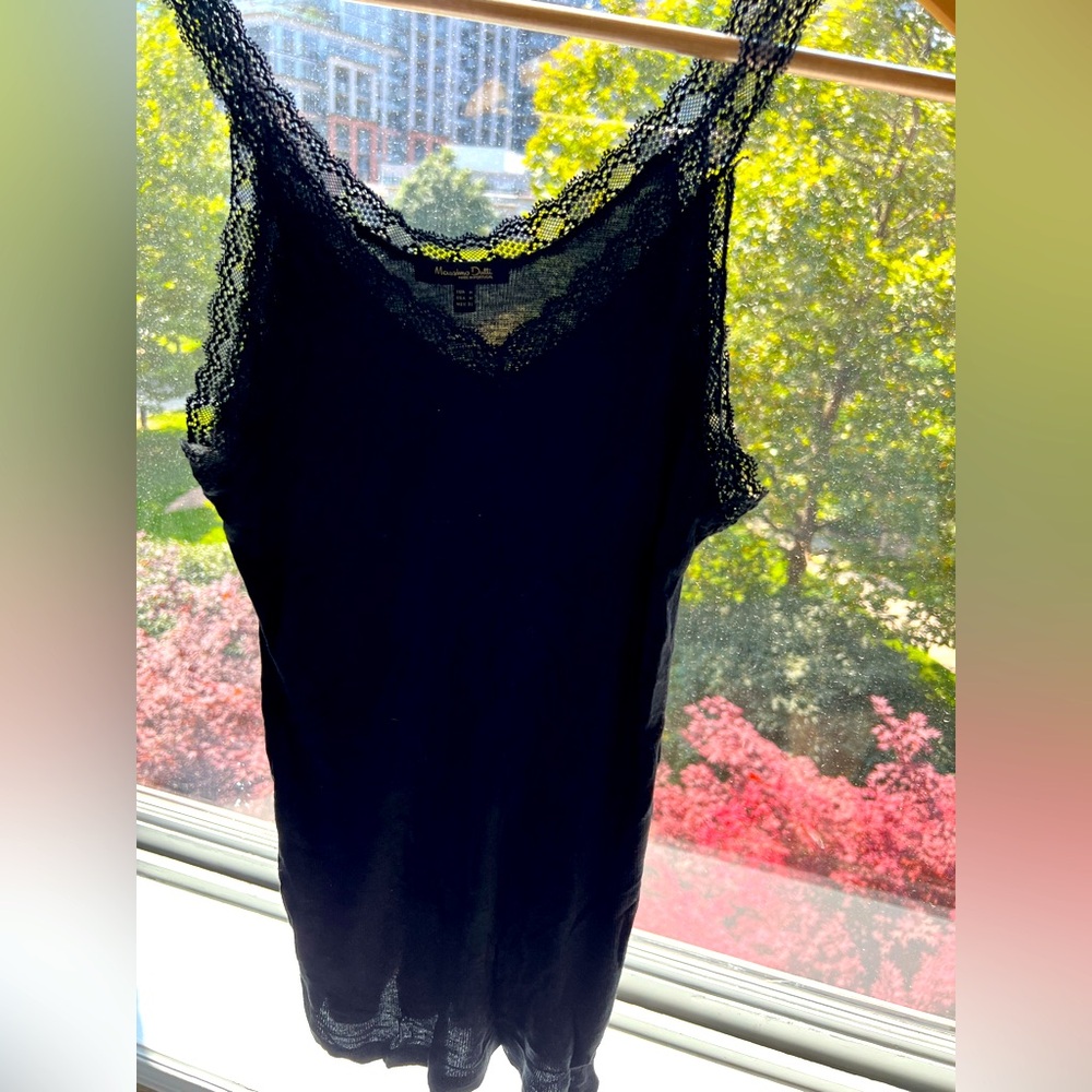 Massimo Dutti Black Lace Trim Camisole